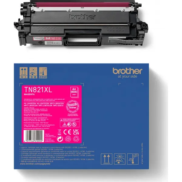 BROTHER TN-821-XL (TN821XLM), originálny toner, purpurový, 9000 strán