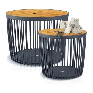 Prosperplast Stolík Clubo 450x410 mm, 2v1, univerzálny kôš, bambusové veko, 50 lit., antracit 2211640