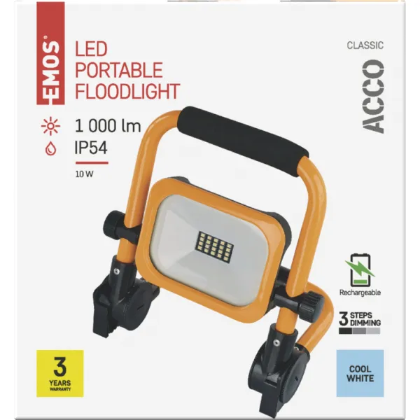 EMOS Lighting LED reflektor ACCO nabíjací prenosný, 10 W studená biela