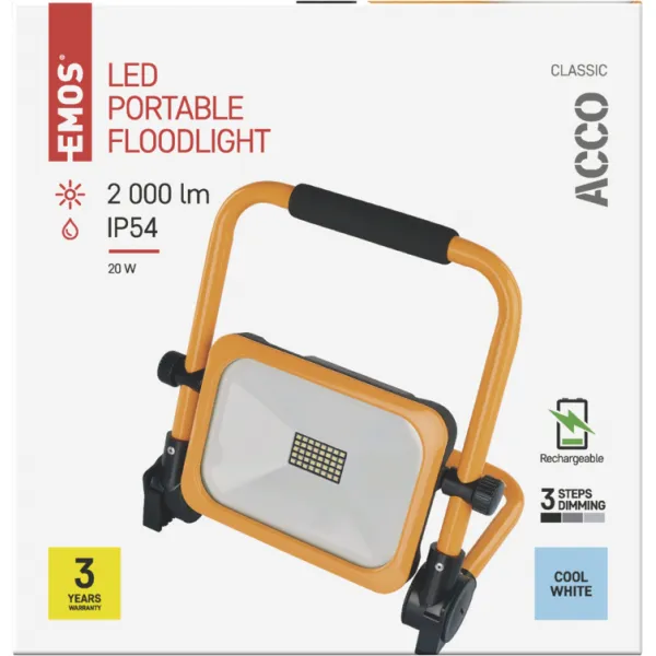EMOS Lighting LED reflektor ACCO nabíjací prenosný, 20 W studená biela