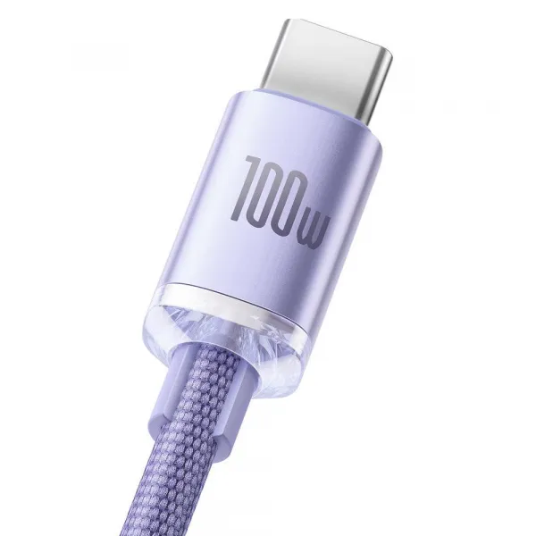 Kábel Baseus Crystal Shine USB na USB-C, 5A, 1,2 m (fialový) 030616