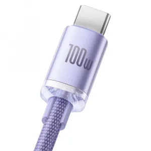 Kábel Baseus Crystal Shine USB na USB-C, 5A, 1,2 m (fialový) 030616