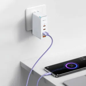 Kábel Baseus Crystal Shine USB na USB-C, 5A, 1,2 m (fialový) 030616