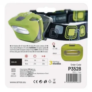 EMOS COB LED čelovka P3528, 150 lm, 20 m, 3× AAA