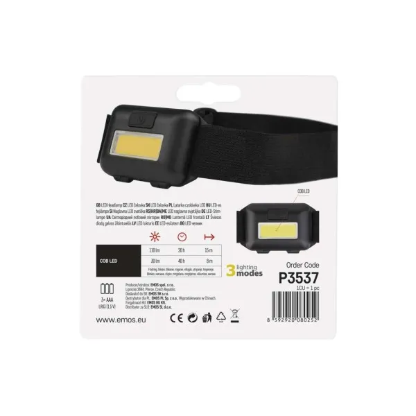 Čelovka Emos P3537 110 lm čierna
