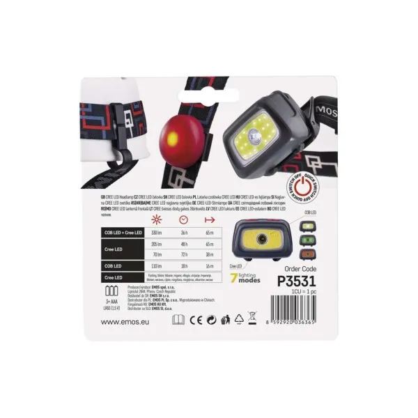 Čelovka Emos Cree LED COB LED P3531