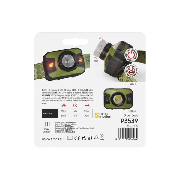 Čelovka Emos Cree LED P3539 330 lm