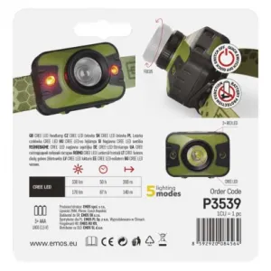 Čelovka Emos Cree LED P3539 330 lm