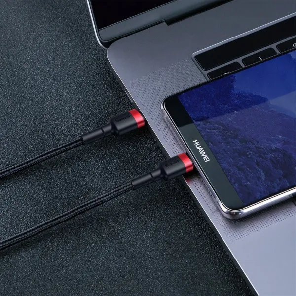 Kábel USB-C na USB-C PD Baseus Cafule PD 2.0 QC 3.0 60W 1m (čierny a červený) 018321