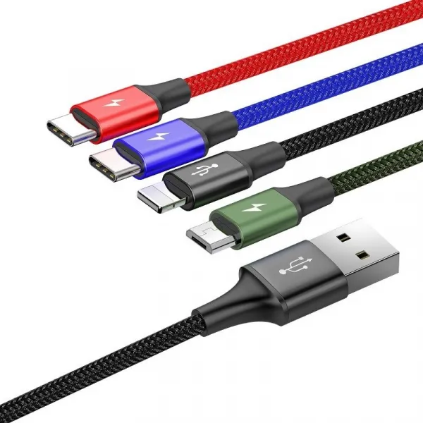Kábel USB Baseus Fast 4w1 2xUSB-C / Lightning / Micro 3,5A 1,2m (černý) 018721