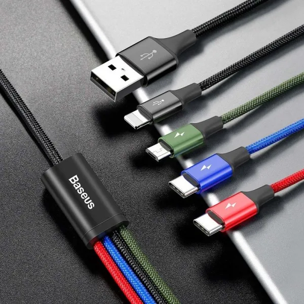 Kábel USB Baseus Fast 4w1 2xUSB-C / Lightning / Micro 3,5A 1,2m (černý) 018721