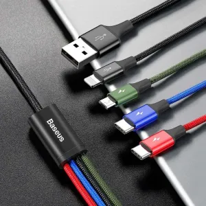 Kábel USB Baseus Fast 4w1 2xUSB-C / Lightning / Micro 3,5A 1,2m (černý) 018721