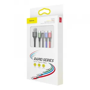 Kábel USB Baseus Fast 4w1 2xUSB-C / Lightning / Micro 3,5A 1,2m (černý) 018721