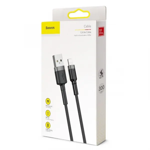 Baseus Cafule 2A 3m Lightning USB kábel (šedo-čierny) 020564