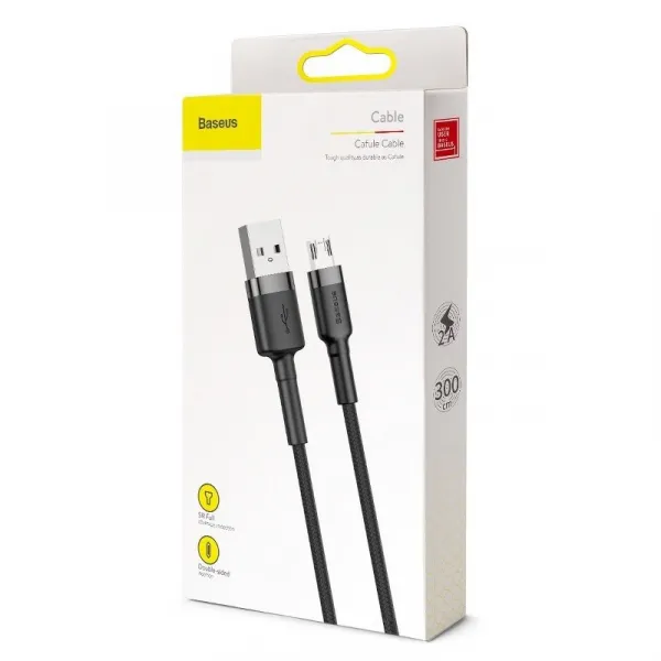 Kábel USB na Micro USB Baseus Cafule 2A 3m (čierno-sivý) 020562