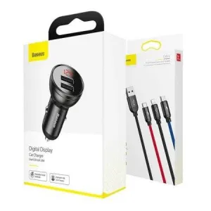 Baseus Adaptér 2xUSB 24W + Kábel 3in1 Micro USB/ Lightning /Type C 1,2 meter, Čierny