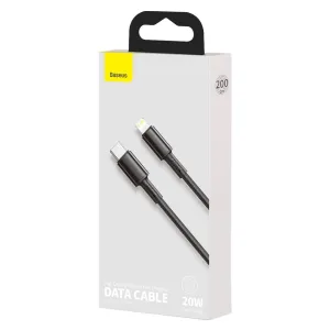 Kábel USB-C do Lightning Baseus High Density Braided, 20W, 5A, PD, 2m (černý) 024642
