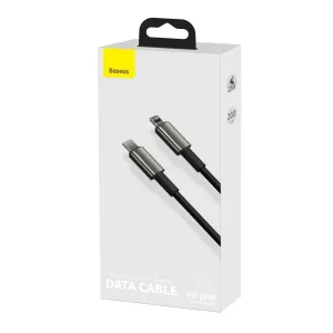 Baseus Tungsten Gold Rýchlonabíjací / dátový kábel USB-C na Lightning PD 20W 2m, čierny