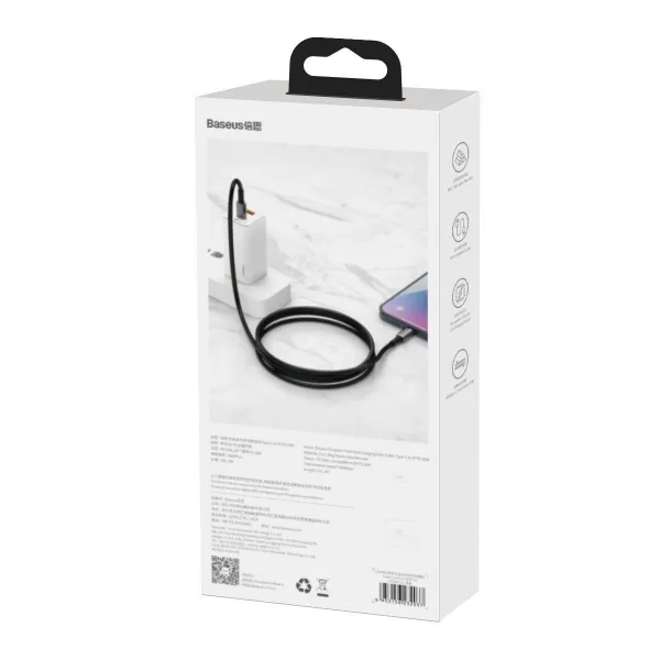 Baseus Tungsten Gold kábel USB-C na USB-C, 100 W, 1 m (čierny) 024650