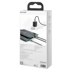 Kábel USB 3w1 Baseus Rapid Series, micro USB / Lightning / USB-C, 20 W, 1,5 m (černý) 025695