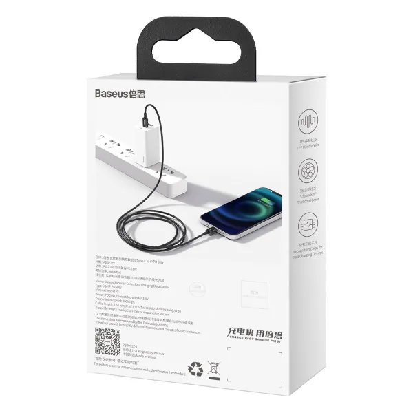 Rýchlonabíjací kábel Baseus Superior Series Type-C/Lightning 20W 2m Black