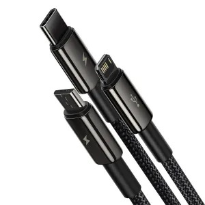 Kábel USB 3w1 Baseus Tungsten Gold, USB do micro USB / USB-C / Lightning, 3,5 A, 1,5 m... 025726