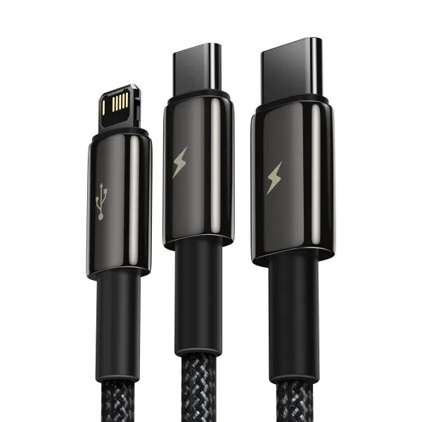 Kábel USB 3w1 Baseus Tungsten Gold, USB do micro USB / USB-C / Lightning, 3,5 A, 1,5 m... 025726