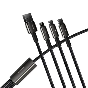 Kábel USB 3w1 Baseus Tungsten Gold, USB do micro USB / USB-C / Lightning, 3,5 A, 1,5 m... 025726