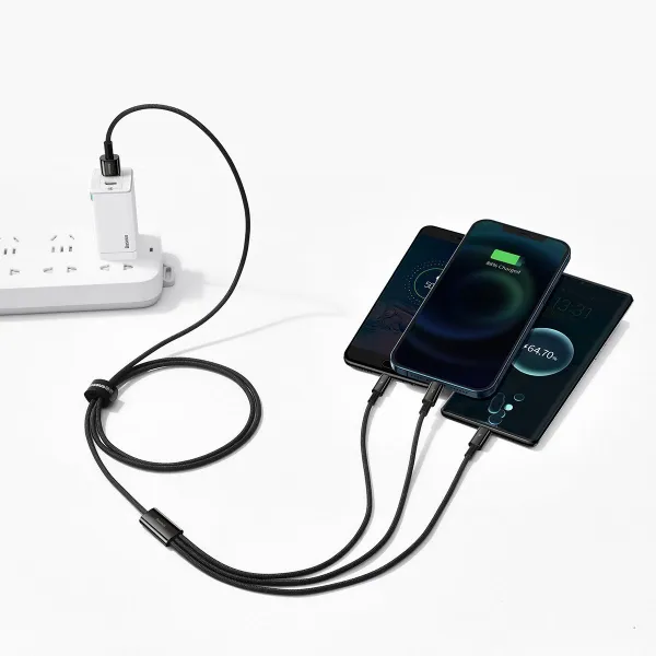 Kábel USB 3w1 Baseus Tungsten Gold, USB do micro USB / USB-C / Lightning, 3,5 A, 1,5 m... 025726