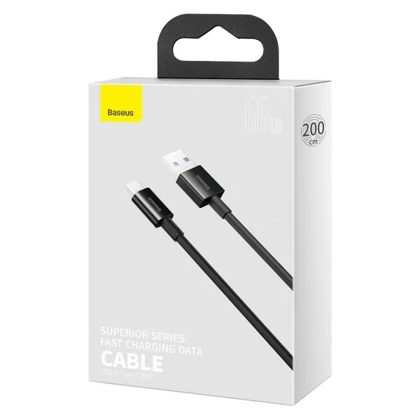 Kábel USB na USB-C Baseus Superior Series, 66 W, 2 m (čierny) 026623