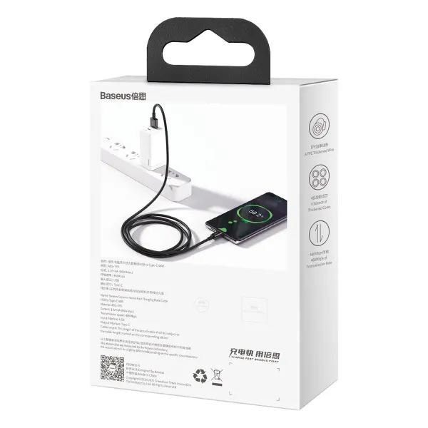 Kábel USB na USB-C Baseus Superior Series, 66 W, 2 m (čierny) 026623