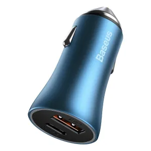 Baseus Car Charger Golden Contactor Pro Dual Quick Charger U+C, PD 3.0, QC 4+, SCP FCP AFC (with Type-C - Lightning 1m Blue) 40W blue (TZCCJD-03)