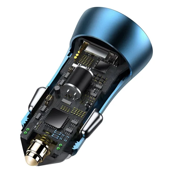 Baseus Car Charger Golden Contactor Pro Dual Quick Charger U+C, PD 3.0, QC 4+, SCP FCP AFC (with Type-C - Lightning 1m Blue) 40W blue (TZCCJD-03)