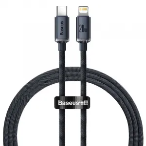 Dátový kábel Baseus Crystal Shine Series USB-C Lightning 20W 1,2 m, čierny