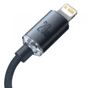 Dátový kábel Baseus Crystal Shine Series USB-C Lightning 20W 1,2 m, čierny