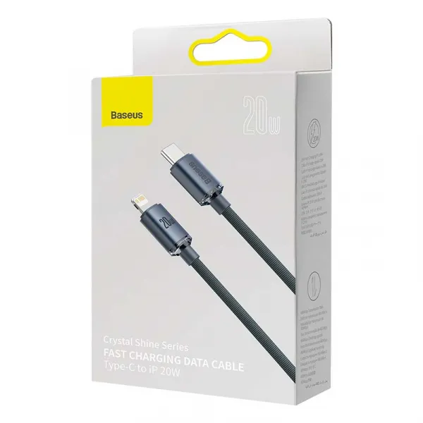 Dátový kábel Baseus Crystal Shine Series USB-C Lightning 20W 1,2 m, čierny