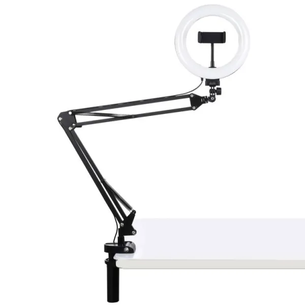 Stojan na rameno stolního počítače Puluz s 20cm LED Vlogging Ring PKT3089B Varianta: uniwersalny