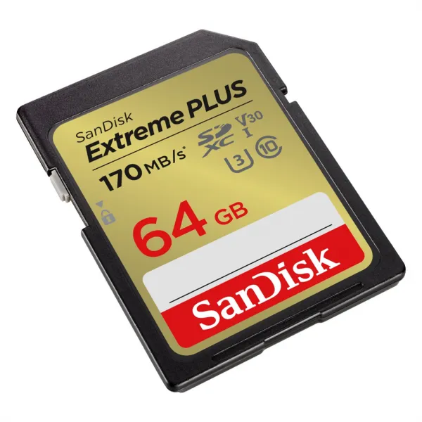 SanDisk Extreme PLUS 64 GB SDXC Memory Card 170 MB/s and 80 MB/s, UHS-I, Class 10, U3, V30 85235110