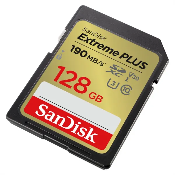 SanDisk Extreme PLUS 128 GB SDXC Memory Card 190 MB/s and 90 MB/s, UHS-I, Class 10, U3,... 85235110