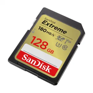 SanDisk Extreme 128 GB SDXC Memory Card 180 MB/s and 90 MB/s, UHS-I, Class 10, U3, V30 85235110