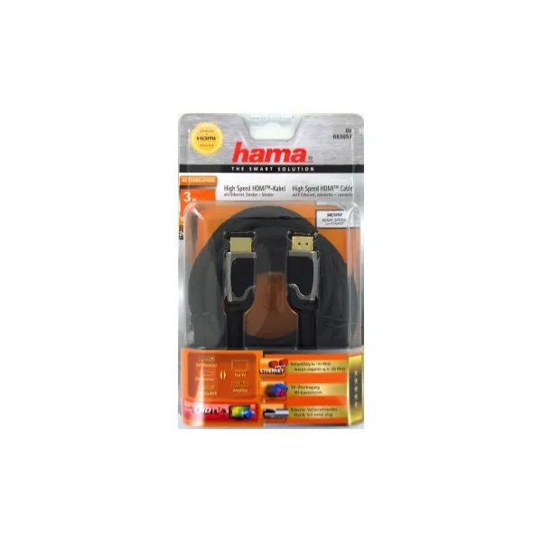 Hama HDMI kábel vidlica-vidlica, 3 m, pozlát., ferit. filtre, kovové vidlice, opletený,... 85444290
