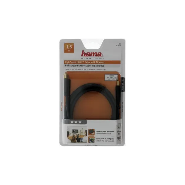 Hama HDMI kábel vidlica - vidlica, pozlátený, 3*, 1,5 m 85444290