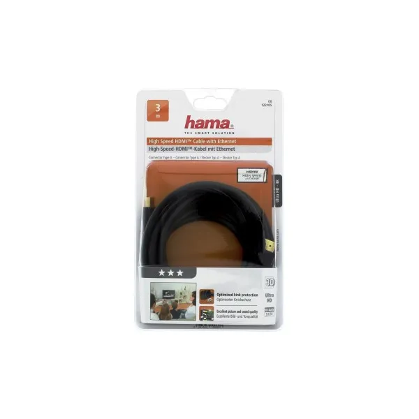 Hama HDMI kábel vidlica - vidlica, pozlátený, 3*, 3 m 85444290