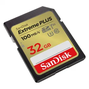 SanDisk Extreme PLUS 32 GB SDHC Memory Card 100 MB/s and 60 MB/s, UHS-I, Class 10, U3, V30 85235110
