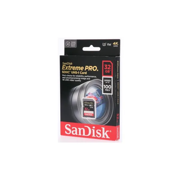 SanDisk Extreme PRO 32 GB SDHC Memory Card 100 MB/s and 90 MB/s, UHS-I, Class 10, U3, V30 85235110