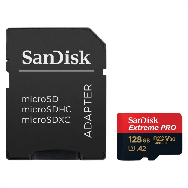 SanDisk Extreme PRO microSDXC 128 GB + SD Adapter 200 MB/s and 90 MB/s  A2 C10 V30... 85235110