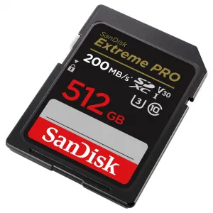 SanDisk Extreme PRO 512 GB SDXC Memory Card 200 MB/s and 140 MB/s, UHS-I, Class 10, U3,... 85235110