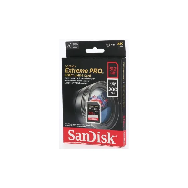 SanDisk Extreme PRO 512 GB SDXC Memory Card 200 MB/s and 140 MB/s, UHS-I, Class 10, U3,... 85235110