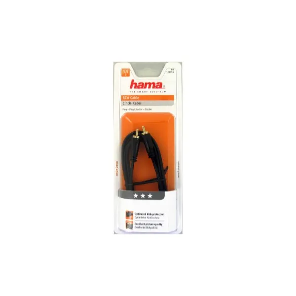 Hama video kábel cinch - cinch, pozlátený, 3*, 1,5 m 85444290