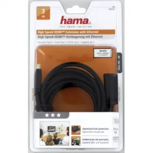 Hama HDMI predlžovací kábel vidlica-zásuvka, pozlátený, 3*, 3 m 85444290